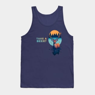 Classic Deer in the Lake Vintage Retro Beer Tank Top